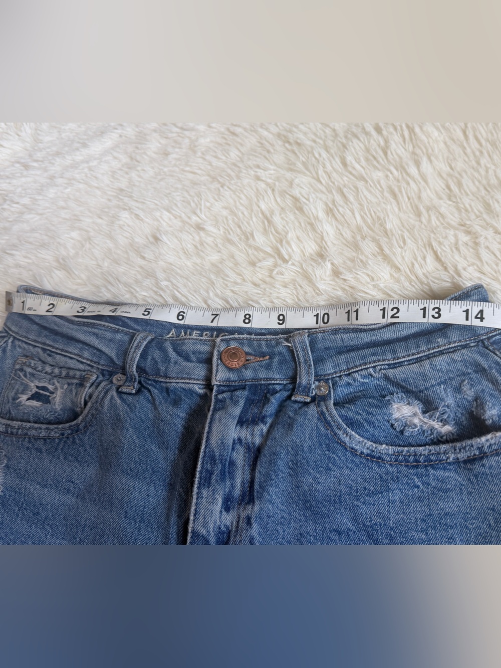American Eagle Outfitters Light Blue Distressed Denim Shorts - Picture 2 of 6